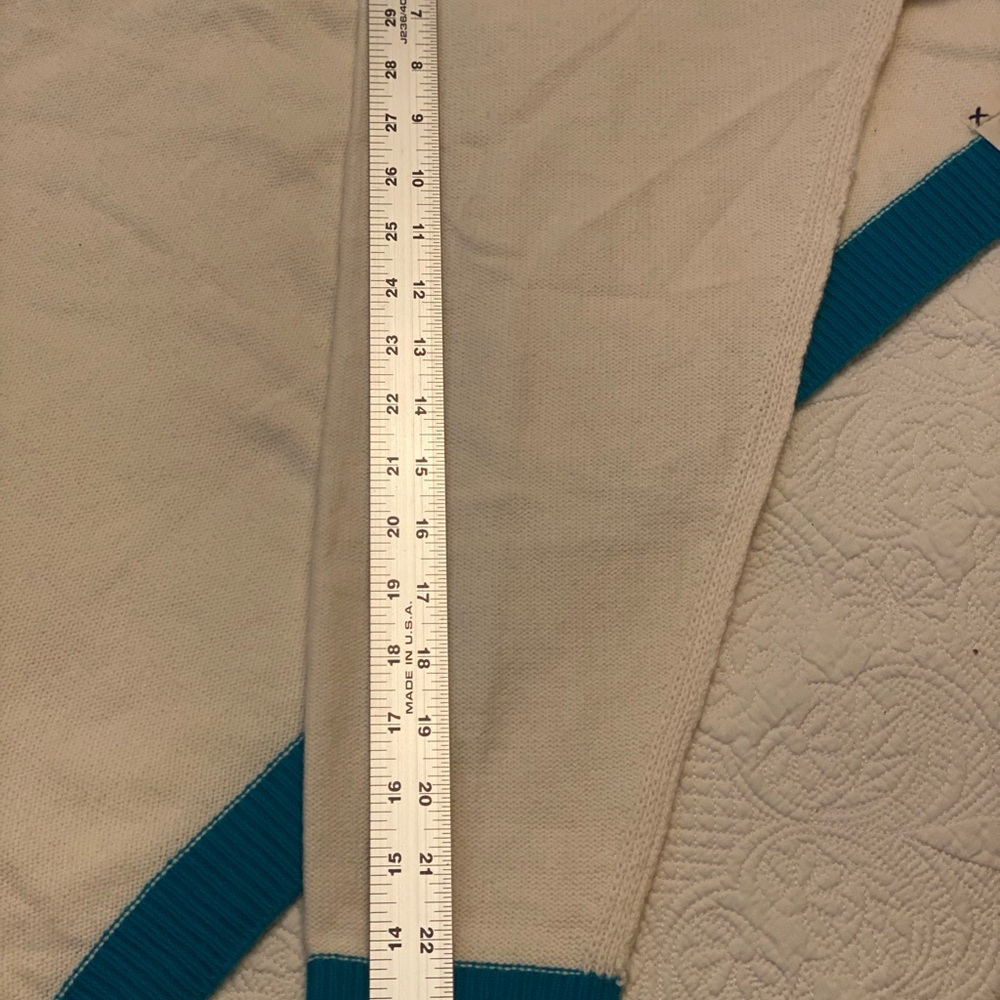 Free People Cream Cropped Sweater with Teal Trim - Picture 13 of 16